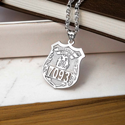 Personalized Police Badge Necklace